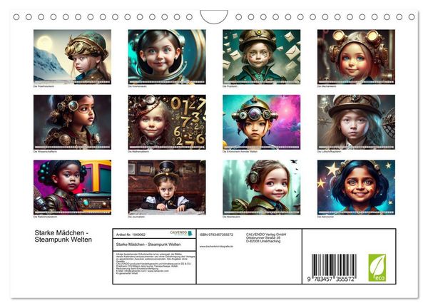 Produktbild: Starke M&auml;dchen - Steampunk Welten (Wandkalender 2026 DIN A4 quer), CALVENDO Monatskalender