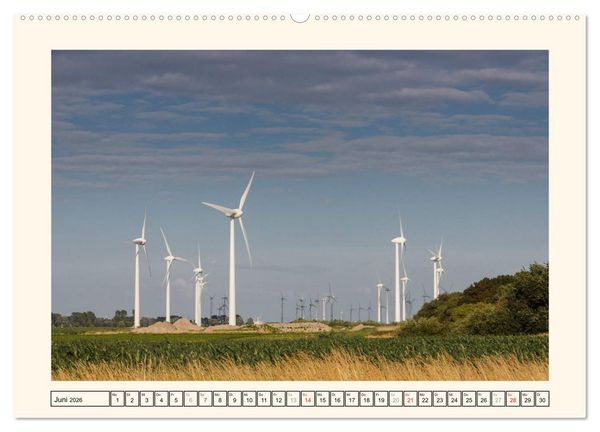 Produktbild: Windkraft in der Landschaft Ostfrieslands (hochwertiger Premium Wandkalender 2026 DIN A2 quer), Kunstdruck in Hochglanz