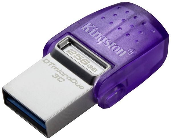 Produktbild: Kingston DataTraveler microDuo 3C USB-Stick Retail 256 GB Edelstahl, Violett DTDUO3CG3/256GB USB-A (USB 3.2 Gen 1), USB-C&reg;