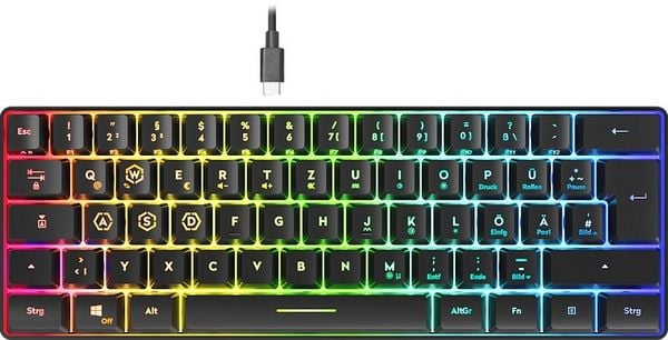 Produktbild: SPEEDLINK LETOS RGB 60% Gaming Keyboard, black - DE layout