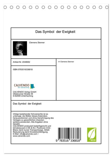 Produktbild: Das Symbol der Ewigkeit (Tischkalender 2026 DIN A5 hoch), CALVENDO Monatskalender
