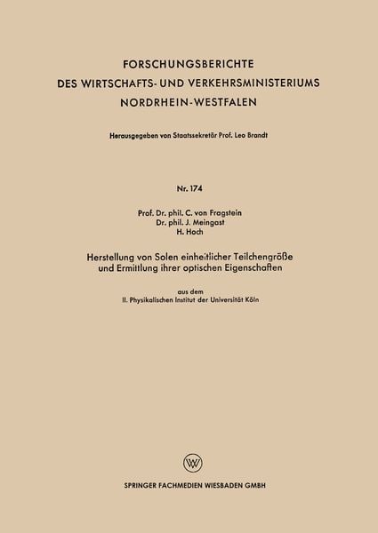 Produktbild: Herstellung von Solen einheitlicher Teilchengr&ouml;&szlig;e und Ermittlung ihrer optischen Eigenschaften