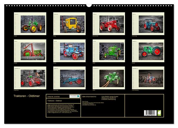 Produktbild: Traktoren - Oldtimer (Wandkalender 2026 DIN A2 quer), CALVENDO Monatskalender