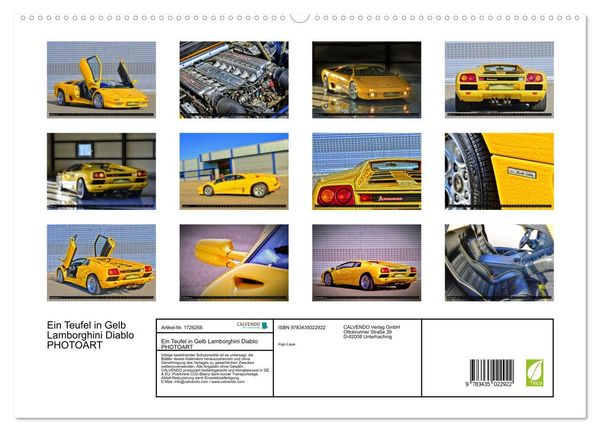 Produktbild: Ein Teufel in Gelb Lamborghini Diablo PHOTOART (Wandkalender 2025 DIN A2 quer), CALVENDO Monatskalender