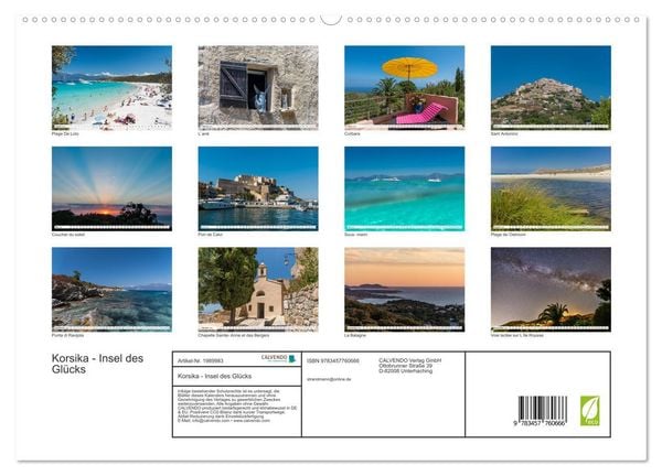 Produktbild: Korsika - Insel des Gl&uuml;cks (hochwertiger Premium Wandkalender 2026 DIN A2 quer), Kunstdruck in Hochglanz