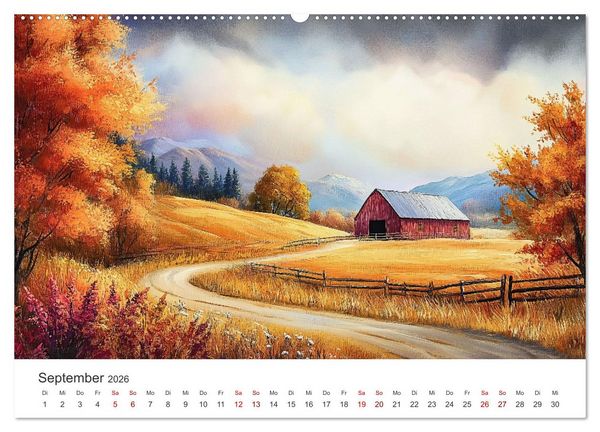 Produktbild: KI-Landschaften - Malerisch durch das Jahr (hochwertiger Premium Wandkalender 2026 DIN A2 quer), Kunstdruck in Hochglanz