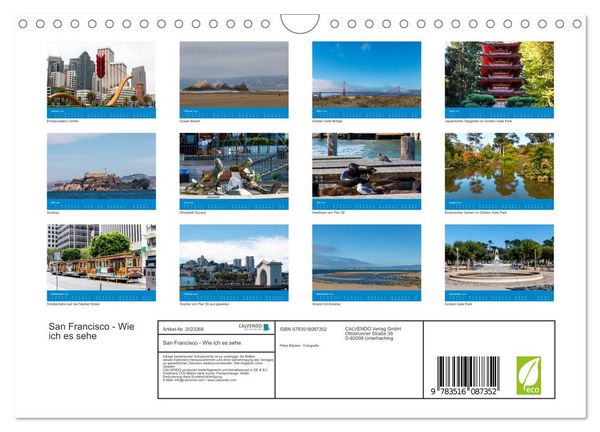 Produktbild: San Francisco - Wie ich es sehe (Wandkalender 2026 DIN A4 quer), CALVENDO Monatskalender