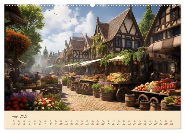 Produktbild: Jahreszeiten im Mittelalter (hochwertiger Premium Wandkalender 2026 DIN A2 quer), Kunstdruck in Hochglanz