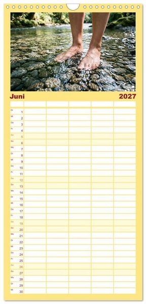 Produktbild: Familienplaner 2027 - Unten Ohne - Barfu&szlig; durchs Jahr mit 5 Spalten (Wandkalender, 21 x 45 cm) CALVENDO