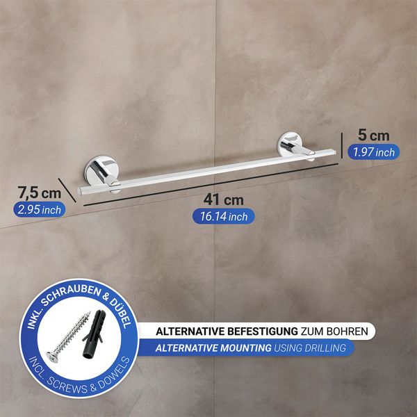 Produktbild: UV-Loc&reg; Badetuchstange Uno Mod. Isera 40 cm, Befestigen ohne Bohren mit innovativem Klebesystem