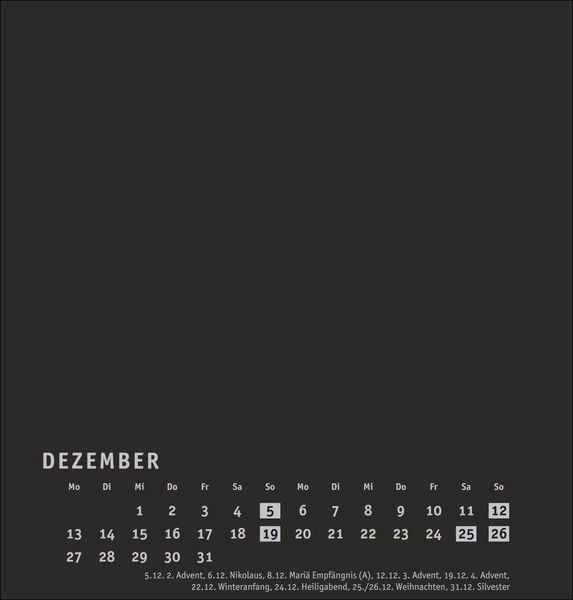 Produktbild: Premium-Bastelkalender schwarz mittel 2027