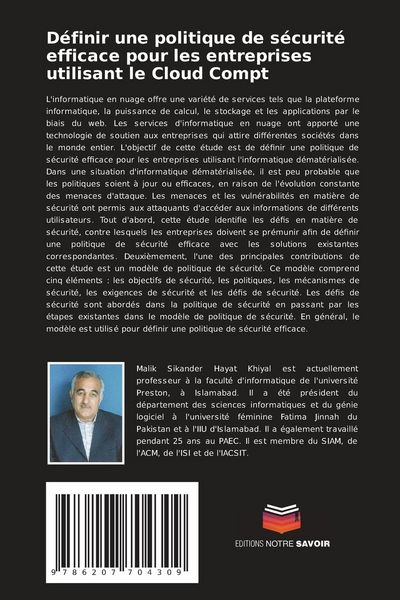 Produktbild: D&eacute;finir une politique de s&eacute;curit&eacute; efficace pour les entreprises utilisant le Cloud Compt