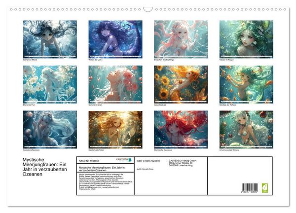 Produktbild: Mystische Meerjungfrauen: Ein Jahr in verzauberten Ozeanen (Wandkalender 2026 DIN A2 quer), CALVENDO Monatskalender