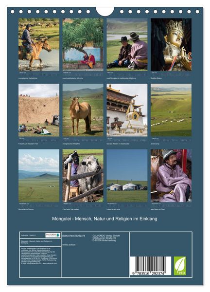 Produktbild: Mongolei - Mensch, Natur und Religion im Einklang (Wandkalender 2026 DIN A4 hoch), CALVENDO Monatskalender