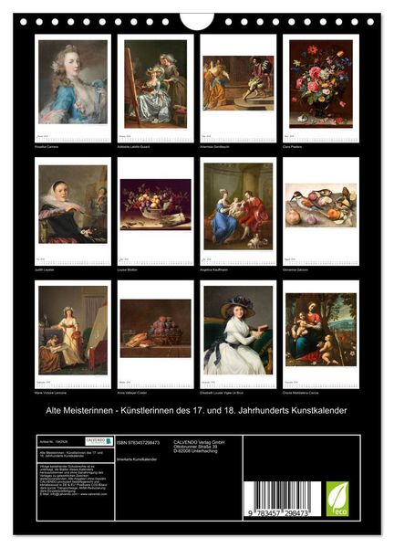 Produktbild: Alte Meisterinnen - K&uuml;nstlerinnen des 17. und 18. Jahrhunderts Kunstkalender (Wandkalender 2026 DIN A4 hoch), CALVENDO Monatskalender