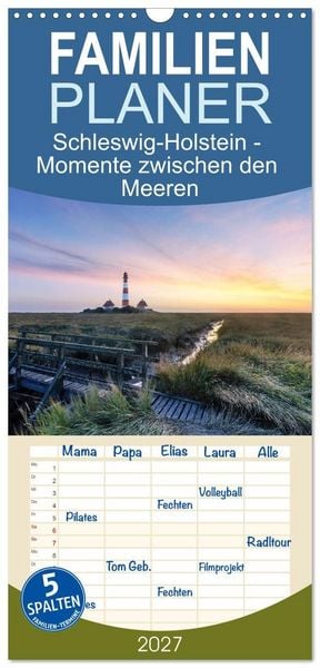 Produktbild: Familienplaner 2027 - Schleswig-Holstein - Momente zwischen den Meeren mit 5 Spalten (Wandkalender, 21 x 45 cm) CALVENDO