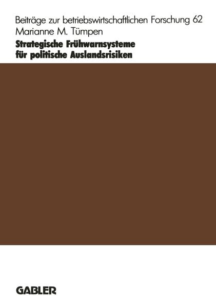 Produktbild: Strategische Fr&uuml;hwarnsysteme f&uuml;r politische Auslandsrisiken