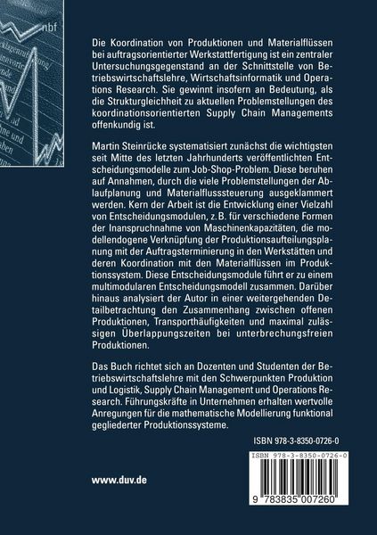 Produktbild: Termin-, Kapazit&auml;ts- und Materialflussplanung bei auftragsorientierter Werkstattfertigung