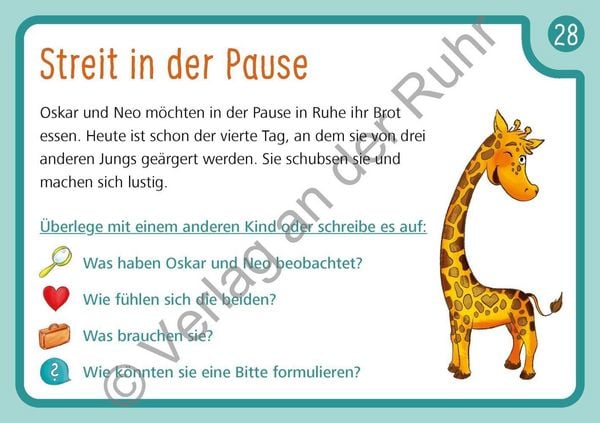 Produktbild: Unsere Giraffen-Kartei &ndash; Kinder &uuml;ben selbstst&auml;ndig gewaltfreie Kommunikation mit der Giraffensprache