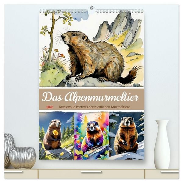 Produktbild: Das Alpenmurmeltier (hochwertiger Premium Wandkalender 2026 DIN A2 hoch), Kunstdruck in Hochglanz