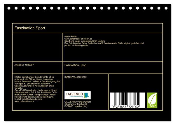 Produktbild: Faszination Sport (Tischkalender 2026 DIN A5 quer), CALVENDO Monatskalender