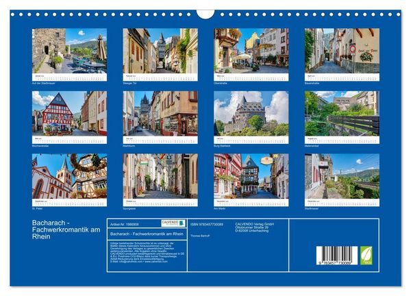 Produktbild: Bacharach - Fachwerkromantik am Rhein (Wandkalender 2026 DIN A3 quer), CALVENDO Monatskalender