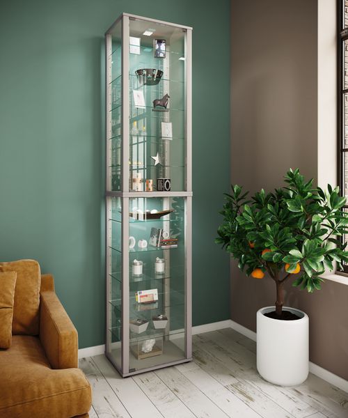 Produktbild: Holz Glas Stand Vitrine Sammelvitrine Kavisa XXL