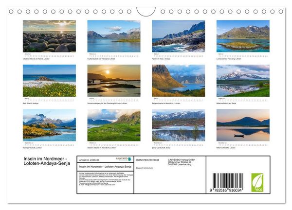 Produktbild: Inseln im Nordmeer - Lofoten-And&oslash;ya-Senja (Wandkalender 2027 DIN A4 quer), CALVENDO Monatskalender