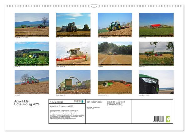 Produktbild: Agrarbilder Schaumburg 2026 (Wandkalender 2026 DIN A2 quer), CALVENDO Monatskalender