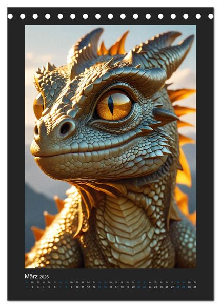 Produktbild: Verzauberte Drachen: Ein Jahr voll kleiner Wunder! (Tischkalender 2026 DIN A5 hoch), CALVENDO Monatskalender