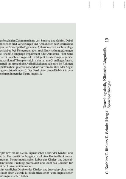 Produktbild: Neurolinguistik, Klinische Linguistik, Sprachpathologie