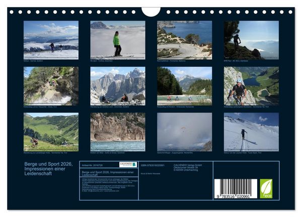 Produktbild: Berge und Sport 2026, Impressionen einer Leidenschaft (Wandkalender 2026 DIN A4 quer), CALVENDO Monatskalender