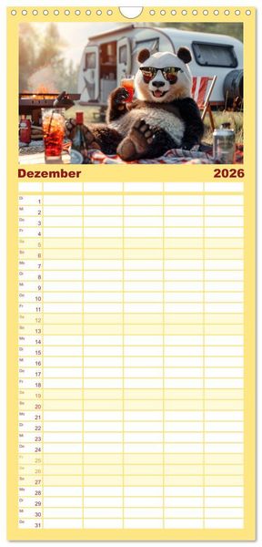 Produktbild: Familienplaner 2026 - Der tierisch lustige Camping-Kalender mit 5 Spalten (Wandkalender, 21 x 45 cm) CALVENDO