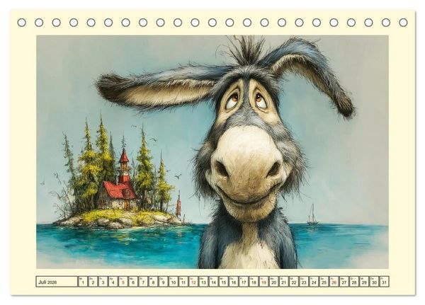Produktbild: Esel mit Haltung. Karikaturen zwischen Humor und Melancholie (Tischkalender 2026 DIN A5 quer), CALVENDO Monatskalender