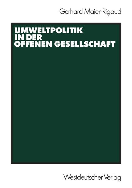 Produktbild: Umweltpolitik in der offenen Gesellschaft