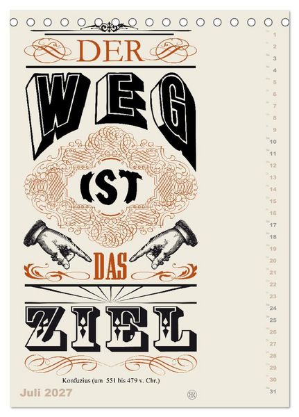 Produktbild: Die sch&ouml;nsten Lebensweisheiten Typo - Kalender (Tischkalender 2027 DIN A5 hoch), CALVENDO Monatskalender