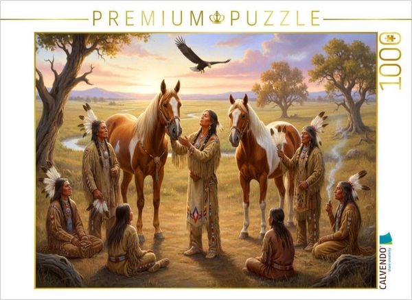 CALVENDO Puzzle Unsere Pferdefreunde - Spiritualität der Indianer | 1000 Teile Lege-Größe 64x48cm Foto-Puzzle für glückliche Stunden