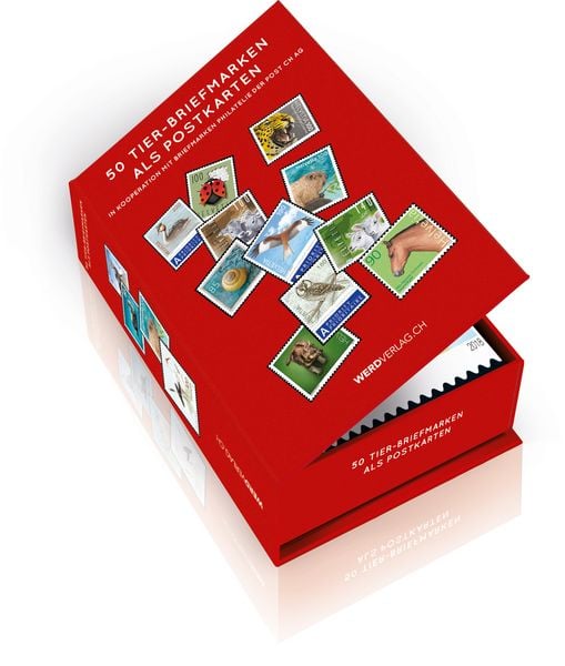 Produktbild: Postkartenbox 50 Tier-Briefmarken als Postkarten