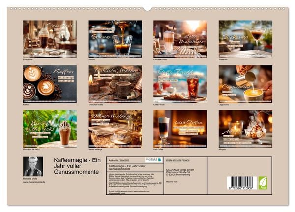 Produktbild: Kaffeemagie - Ein Jahr voller Genussmomente (hochwertiger Premium Wandkalender 2026 DIN A2 quer), Kunstdruck in Hochglanz