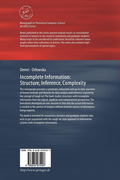 Produktbild: Incomplete Information: Structure, Inference, Complexity