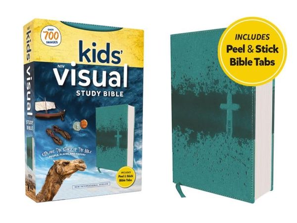 Produktbild: Niv, Kids' Visual Study Bible, Leathersoft, Teal, Full Color Interior, Peel/Stick Bible Tabs