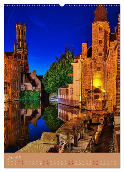 Produktbild: D&auml;mmerung in Gent und Br&uuml;gge (hochwertiger Premium Wandkalender 2026 DIN A2 hoch), Kunstdruck in Hochglanz