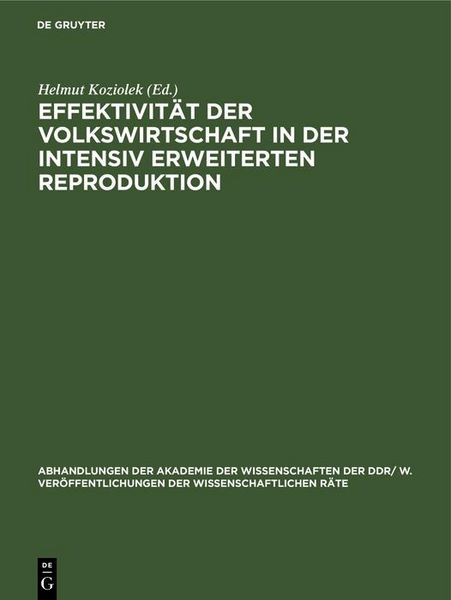 Produktbild: Effektivit&auml;t der Volkswirtschaft in der intensiv erweiterten Reproduktion