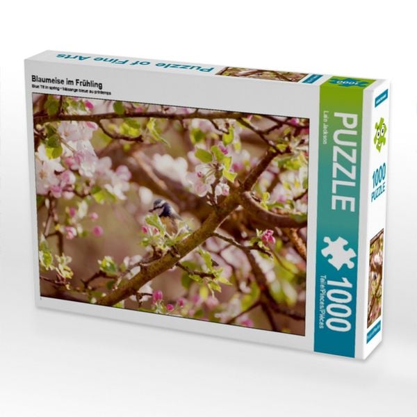 Produktbild: CALVENDO Puzzle Blaumeise im Fr&uuml;hling | 1000 Teile Lege-Gr&ouml;&szlig;e 64x48cm Foto-Puzzle f&uuml;r gl&uuml;ckliche Stunden