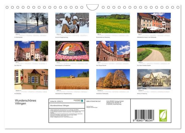 Produktbild: Wundersch&ouml;nes Villingen (Wandkalender 2026 DIN A4 quer), CALVENDO Monatskalender