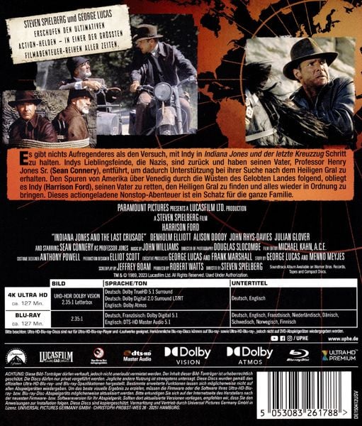Produktbild: Indiana Jones und der letzte Kreuzzug (+ Blu-ray)