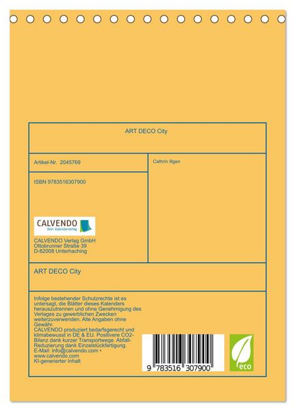 Produktbild: ART DECO City (Tischkalender 2026 DIN A5 hoch), CALVENDO Monatskalender