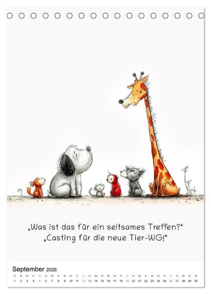 Produktbild: Tierische. Witzig. Wahr. (Tischkalender 2026 DIN A5 hoch), CALVENDO Monatskalender