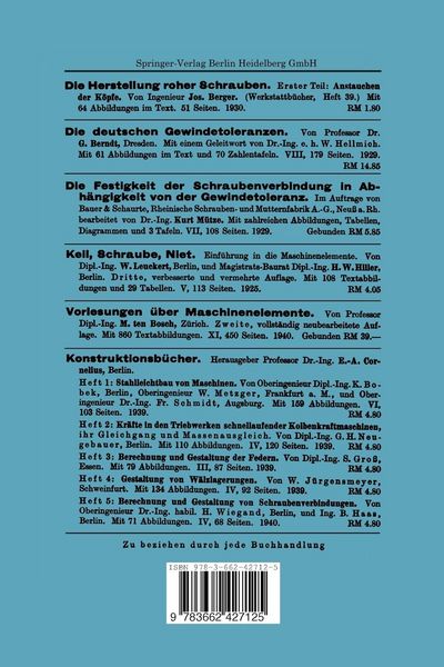 Produktbild: Gesetzm&auml;&szlig;igkeiten beim Einbau von Schrauben insbesondere von Kopfschrauben