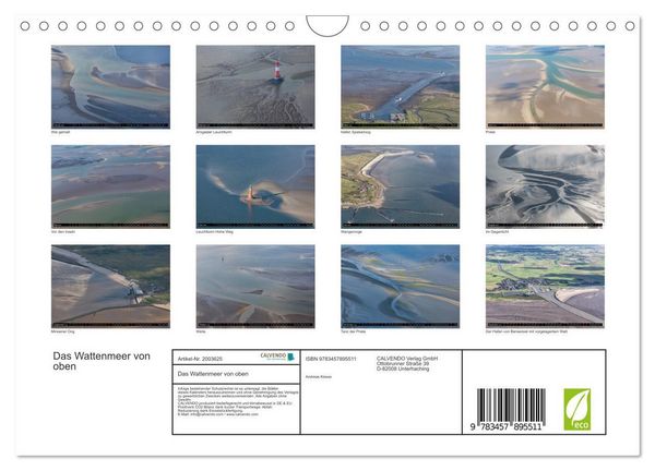 Produktbild: Das Wattenmeer von oben (Wandkalender 2026 DIN A4 quer), CALVENDO Monatskalender